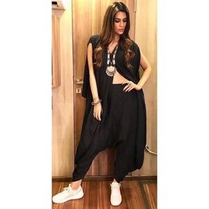 Crea Concept Buddha Black Viscose Baggy Pants S/M